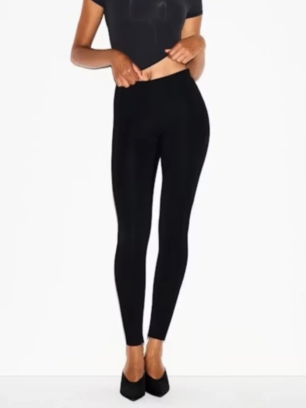 SKIMS The Essential Pants High Waist Legging Black Zipper Hem Small